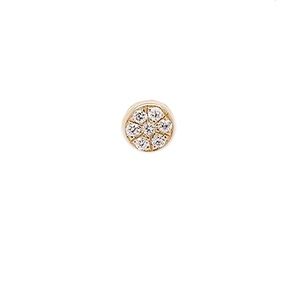 Mini Sun Threaded Flat Back Earring | .50GMS .06CT | Single, Solid 14k Gold